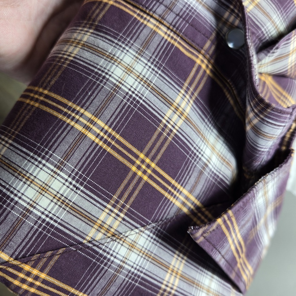 Vintage Wrangler Mens Purple‎ Plaid Pearl Snap Button Up Western Size XL Rodeo - Picture 10 of 11